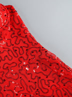 Red Lace Sequin Strappy Maxi Dress H6673