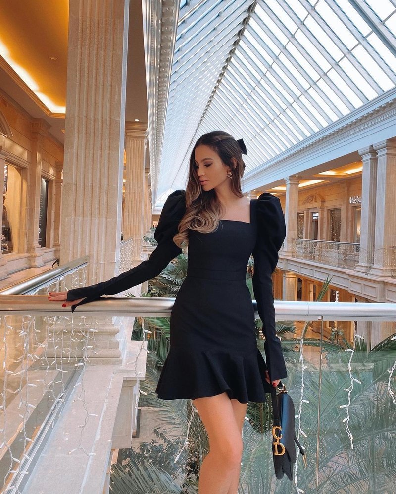 Red Long Sleeve Flare Mini Dress H3379