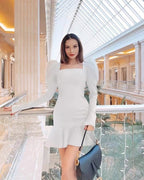 Red Long Sleeve Flare Mini Dress H3379