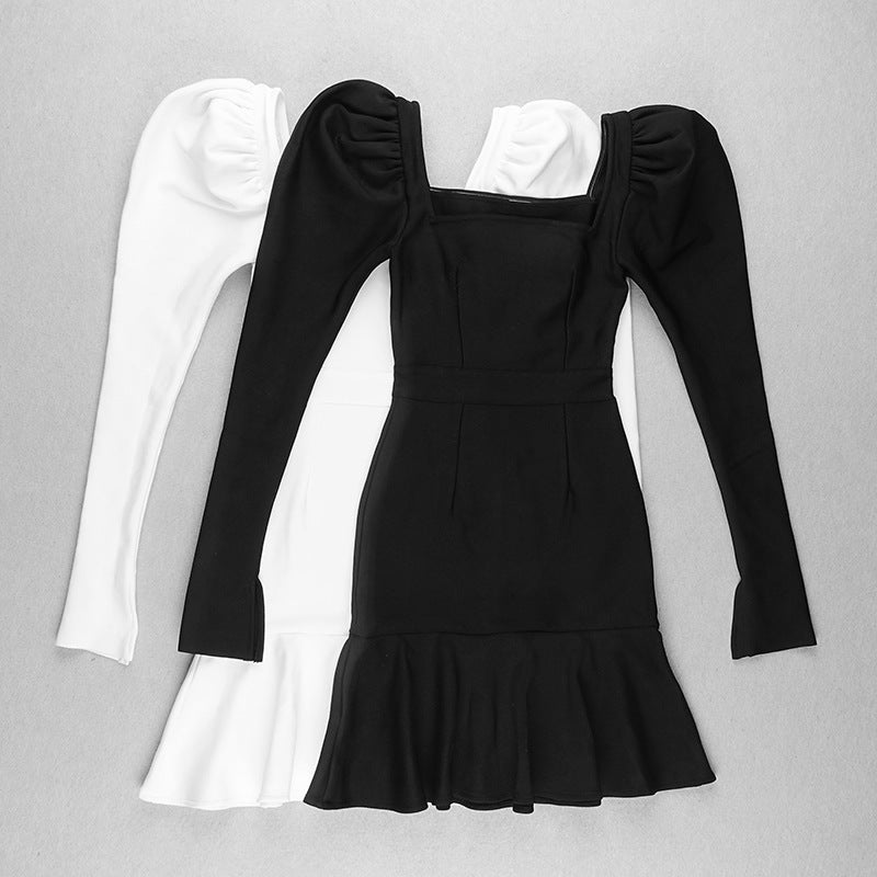 Red Long Sleeve Flare Mini Dress H3379