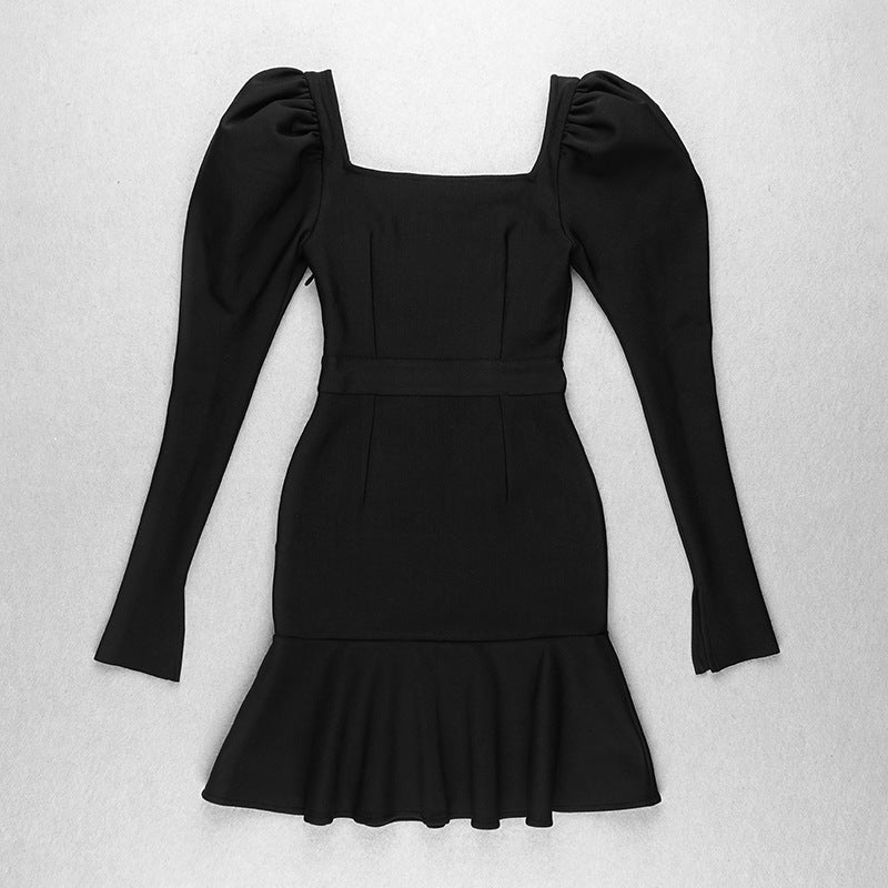 Red Long Sleeve Flare Mini Dress H3379