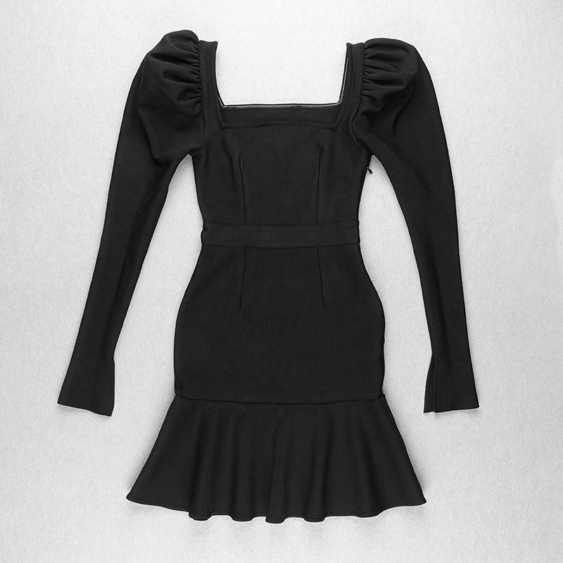 Red Long Sleeve Flare Mini Dress H3379