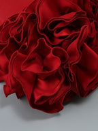 Red Mesh Bodysuit with Ruffle Skirt H6503
