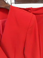 Red Peplum Blazer Flared Pants Suit H6600