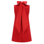 Red Rose Appliqué Sleeveless Mini Dress H6701
