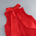 Red Rose Appliqué Sleeveless Mini Dress H6701