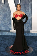 Red Rose Bustier Black Gown H5961
