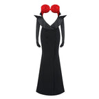 Red Rose Bustier Black Gown H5961