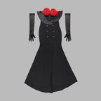 Red Rose Bustier Black Gown H5961