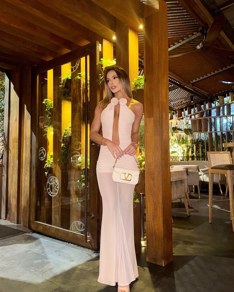 Red Rose Neck Deep V Jumpsuit H6441