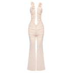 Red Rose Neck Deep V Jumpsuit H6441