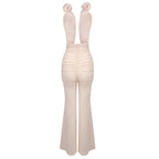 Red Rose Neck Deep V Jumpsuit H6441