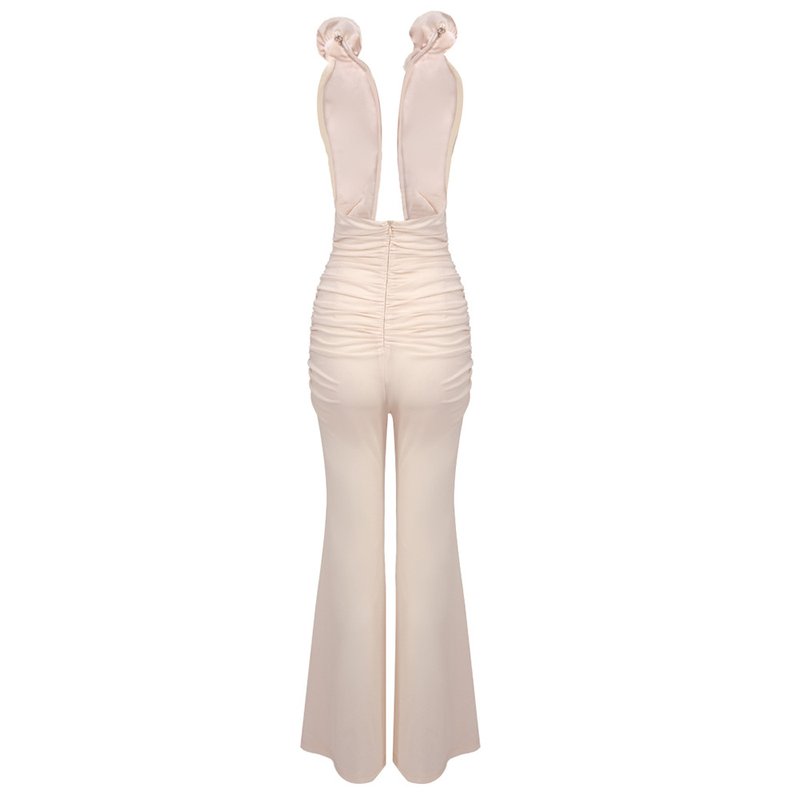 Red Rose Neck Deep V Jumpsuit H6441