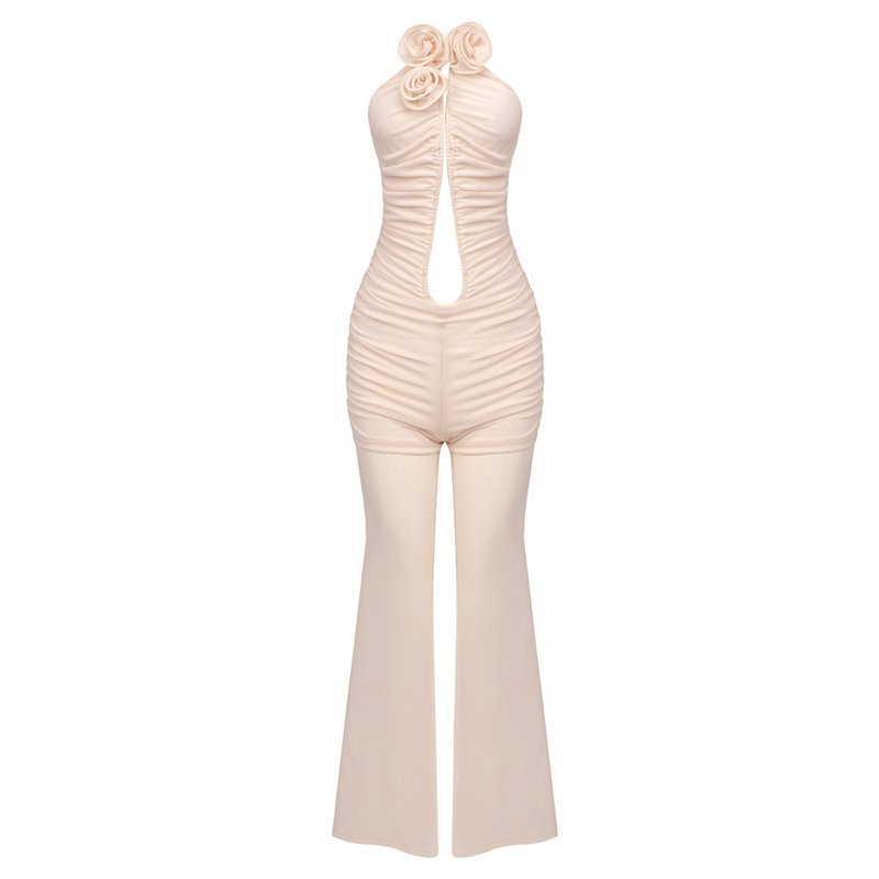Red Rose Neck Deep V Jumpsuit H6441