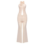 Red Rose Neck Deep V Jumpsuit H6441