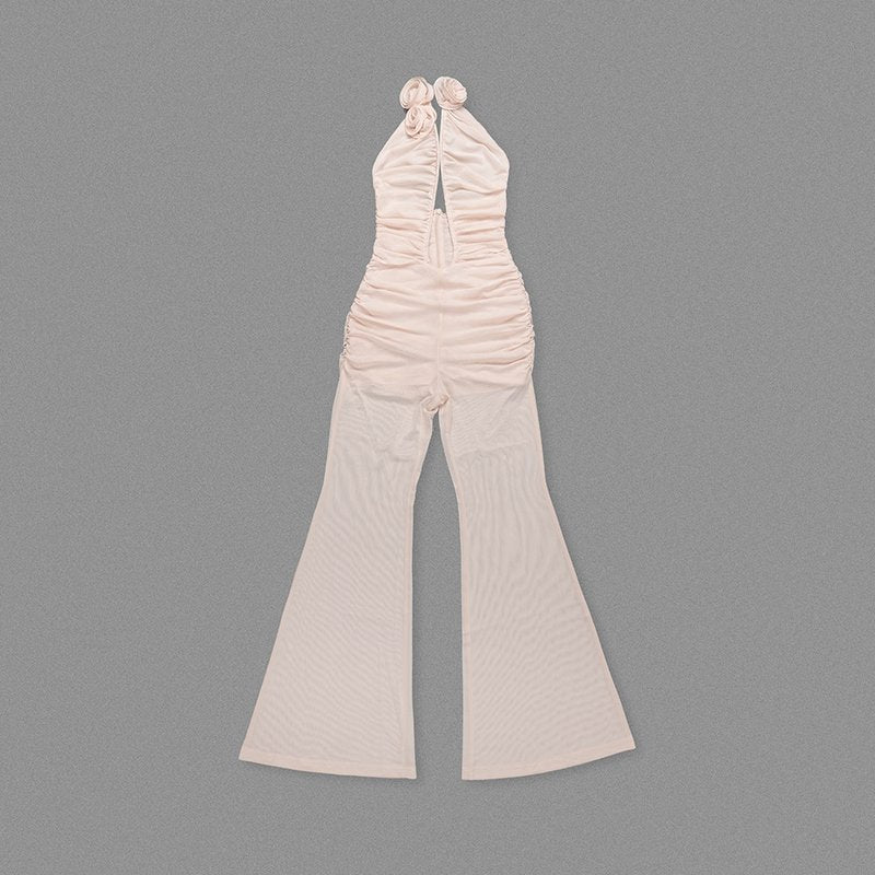 Red Rose Neck Deep V Jumpsuit H6441