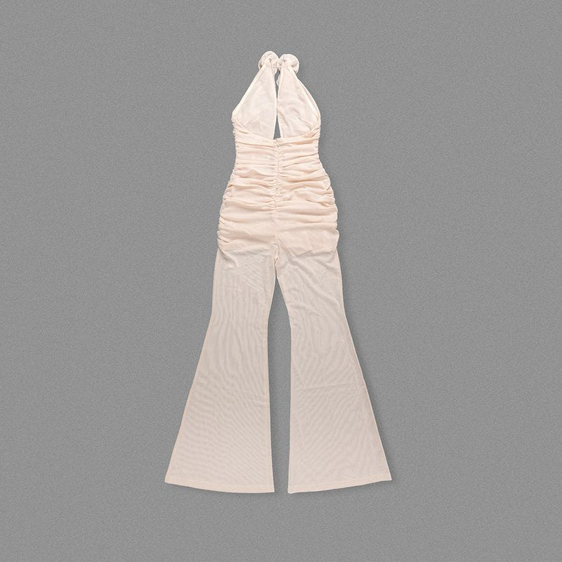Red Rose Neck Deep V Jumpsuit H6441