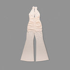 Red Rose Neck Deep V Jumpsuit H6441