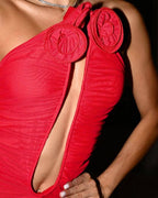 Red Rose Neck Deep V Jumpsuit H6441