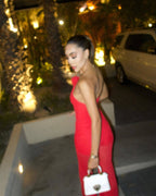 Red Rose Neck Deep V Jumpsuit H6441