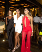 Red Rose Neck Deep V Jumpsuit H6441