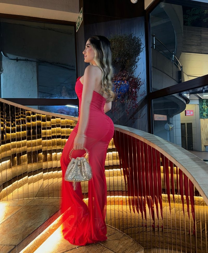 Red Rose Neck Deep V Jumpsuit H6441