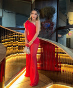 Red Rose Neck Deep V Jumpsuit H6441