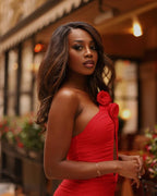 Red Rose Neck Deep V Jumpsuit H6441