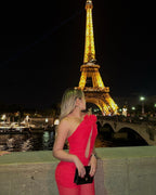 Red Rose Neck Deep V Jumpsuit H6441