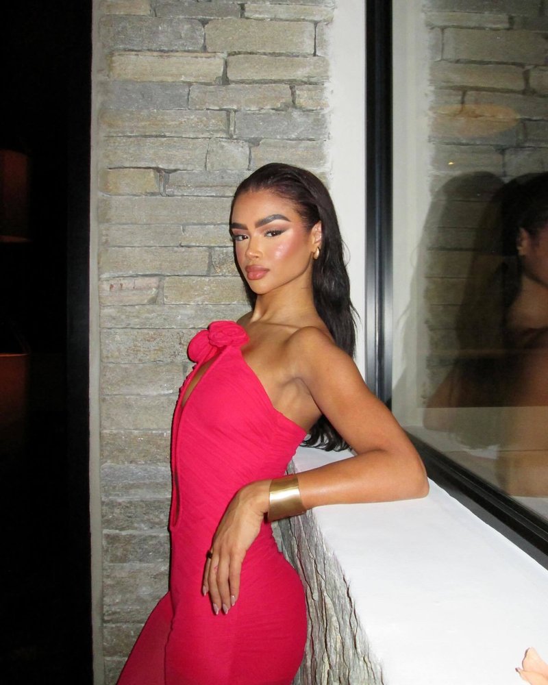 Red Rose Neck Deep V Jumpsuit H6441