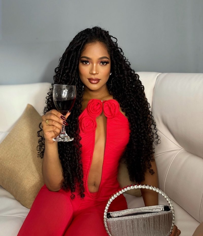Red Rose Neck Deep V Jumpsuit H6441
