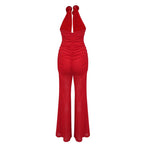 Red Rose Neck Deep V Jumpsuit H6441
