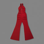 Red Rose Neck Deep V Jumpsuit H6441