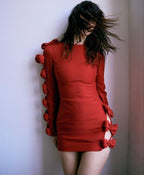 Red Ruffle Sleeve Mini Dress H5992
