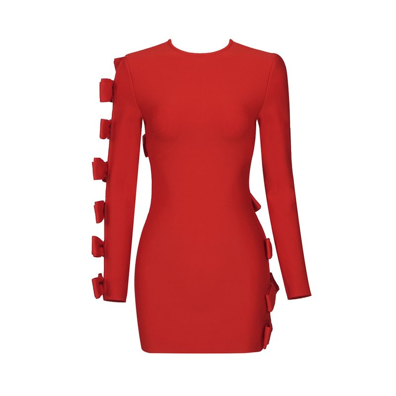 Red Ruffle Sleeve Mini Dress H5992