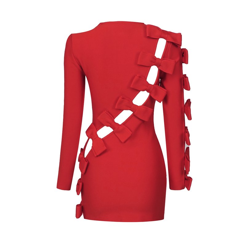 Red Ruffle Sleeve Mini Dress H5992