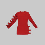 Red Ruffle Sleeve Mini Dress H5992