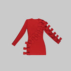 Red Ruffle Sleeve Mini Dress H5992