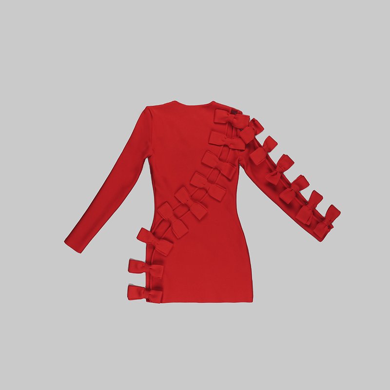 Red Ruffle Sleeve Mini Dress H5992