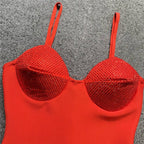 Red Sequin Bustier Mini Dress H6208