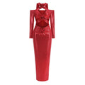 Red Sequin Cutout Midi Dress H6336