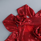Red Sequin Cutout Midi Dress H6336