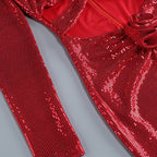 Red Sequin Cutout Midi Dress H6336