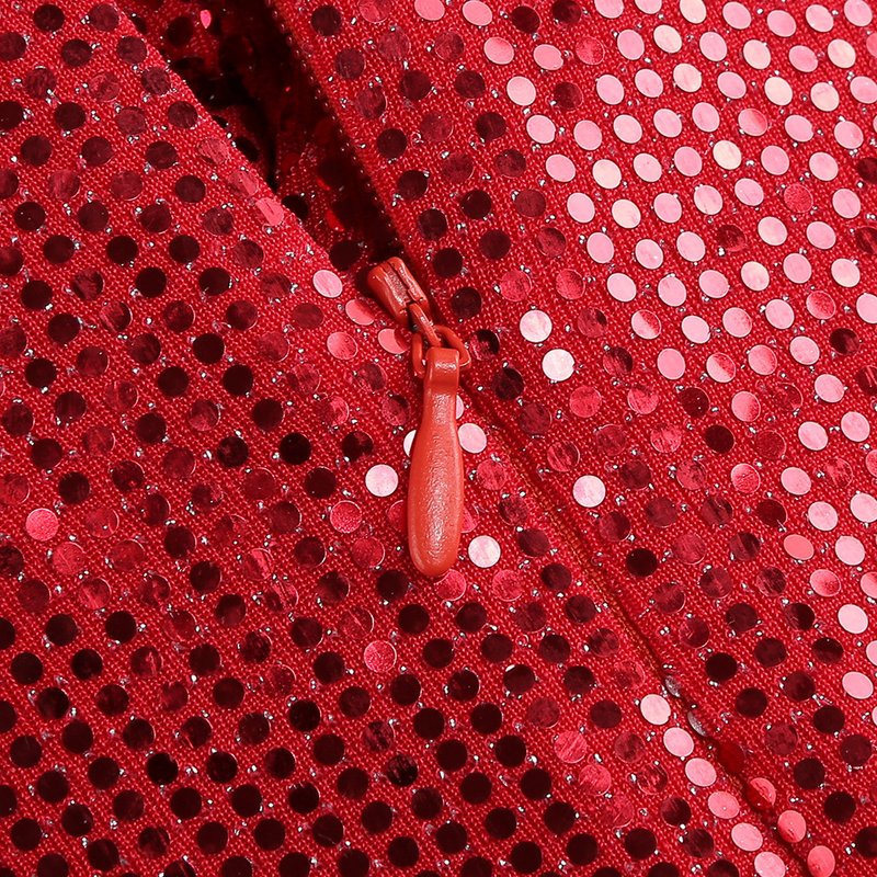 Red Sequin Cutout Midi Dress H6336