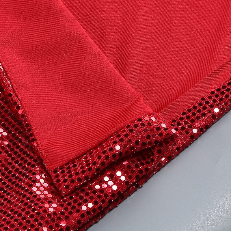 Red Sequin Cutout Midi Dress H6336