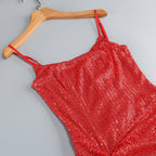 Red Sequin Slit Maxi Dress H7071