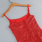 Red Sequin Slit Maxi Dress H7071