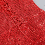 Red Sequin Slit Maxi Dress H7071