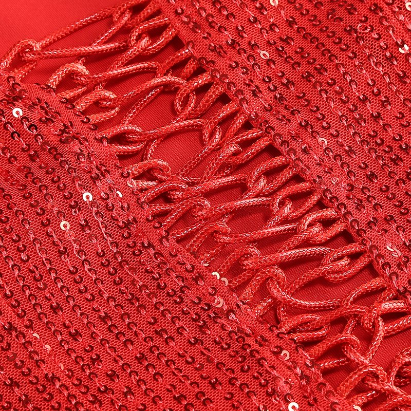 Red Sequin Slit Maxi Dress H7071