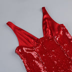 Red Sequin V-Neck Mermaid Gown H7061